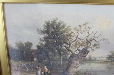 Lot 1111 - Thomas Smythe oil on canvas figures beside a river