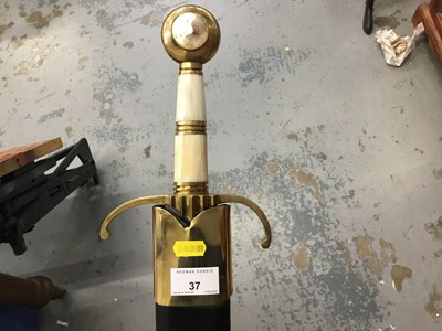 Lot 37 - Reinactment sword in leather scabbard