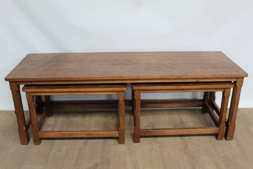 Lot 1358 - Robert Mouseman Thompson coffee table and nesting en-suite pair of tables