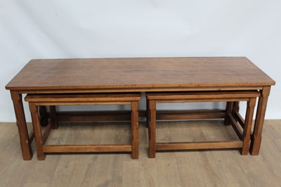 Lot 1358 - Robert Mouseman Thompson coffee table and nesting en-suite pair of tables