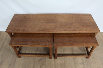 Lot 1358 - Robert Mouseman Thompson coffee table and nesting en-suite pair of tables