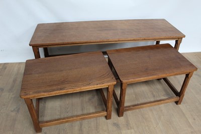 Lot 1358 - Robert Mouseman Thompson coffee table and nesting en-suite pair of tables