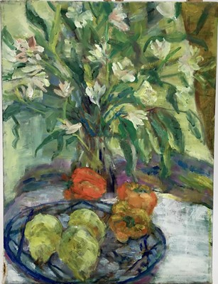 Lot 2 - Elisabeth Fraser (b.1930) group of five oils on canvas - still life, unframed