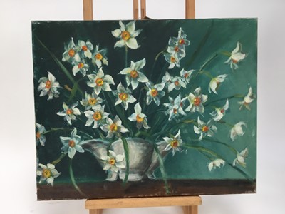Lot 2 - Elisabeth Fraser (b.1930) group of five oils on canvas - still life, unframed