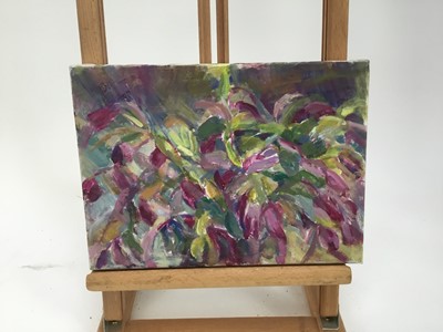 Lot 2 - Elisabeth Fraser (b.1930) group of five oils on canvas - still life, unframed