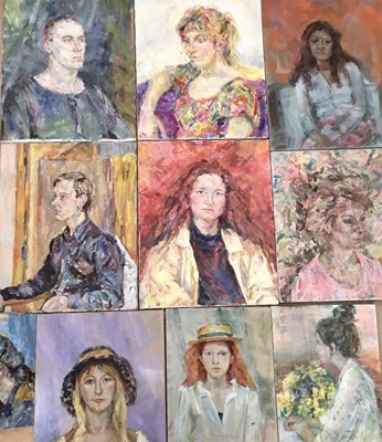 Lot 5 - Elisabeth Fraser (b.1930) collection of ten oils on canvas - portraits, unframed