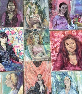 Lot 1 - Elisabeth Fraser (b.1930) collection of ten oil on canvas - portraits, unframed
