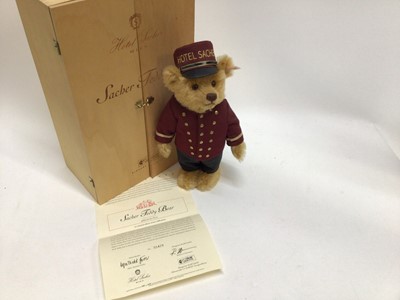 Lot 1815 - Steiff  Bear Horst Lichter 674471 in box with certificate and Hotel Sacher bear 660603 in wooden box with certificate.