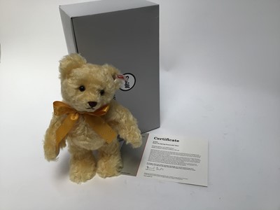 Lot 1821 - Steiff Bears Swarovski Summer 690273, Winter 664397Autumn 662362 and Spring 690242.  Plus The World's First Teddy Bear 664946 and 2017 Harrods Teddy 690419.  All boxed and with certificates. (4)