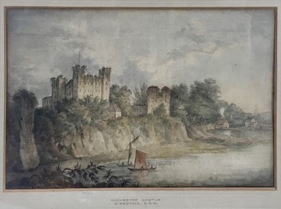 Lot 20 - William Westall (1781-1850) A.R.A. watercolour - Rochester Castle, 28cm x 19cm in glazed frame