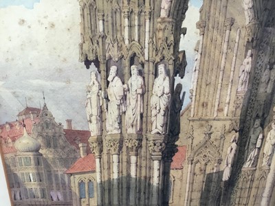 Lot 21 - 19th century watercolour - ‘St. Ratisbon Cathedral’, signed indistinctly and dated 1891