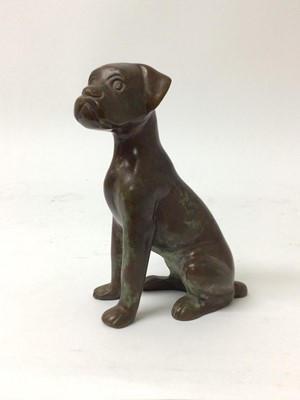Lot 105 - Bronze sculpture of a seated dog, 17.5cm high