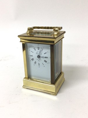 Lot 109 - Brass cased carriage clock, the dial marked 'L'Epee Fondee en 1839 Sainte Suzanne France', 13cm high