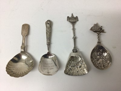 Lot 116 - Four silver caddy spoons, including two continental and two Victorian