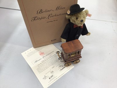 Lot 1829 - Steiff Bear 2002 Organ Grinder 671005 plus 2006 Coalman 656248. Both boxed with certifcates.