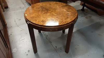 Lot 872 - Circular coffee table on square legs, 67cm diameter