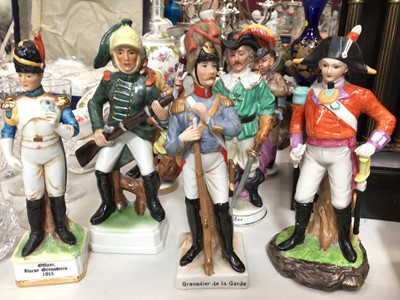 Lot 303 - Collection of military and other porcelain figures and silver plated ware