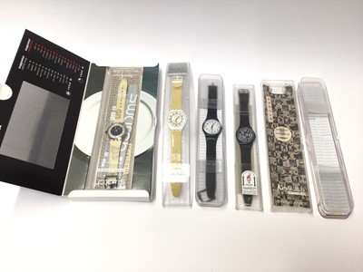 Lot 9 - Four Swatch wristwatches including Melody by Peter Gabriel, all cased as new