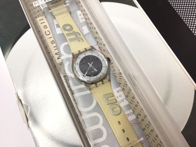 Lot 9 - Four Swatch wristwatches including Melody by Peter Gabriel, all cased as new