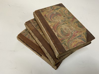 Lot 1693 - Walter Scott - Ivanhoe, published Archibald Constable & Co, Edinburgh 1820, 1st edition in 3 volumes, marbled board ends, bindings deteriorated