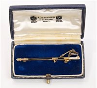 Lot 9 - Unusual Silverer gilt and enamel Naval tie bar...