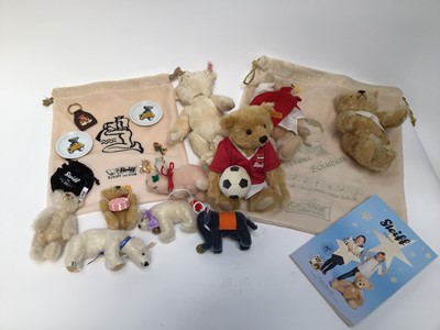 Lot 1887 - Steiff  Group of  small bears and toys, unboxed and no certificates.  Including Diamond 035715, 670527, 002960, 650772, plus four other small bears, an elephant and a pig. 
Three unrelated Steiff s...