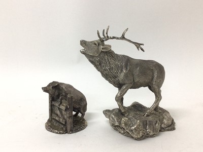Lot 124 - Two silver filled models of a stag and a pig, both with Birmingham hallmarks