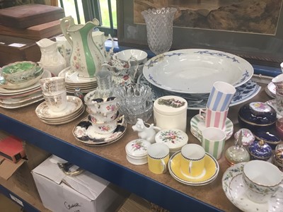 Lot 46 - Two old Chinese blue and white porcelain chargers and lot decorated china