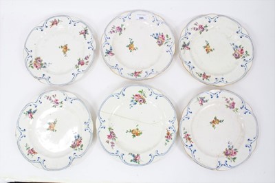 Lot 285 - Six 18th century Sevres soft paste porcelain plates