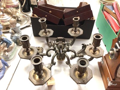 Lot 271 - Six branch brass light fitting and six wooden cabinet draws