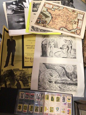 Lot 275 - Collection of matchbox covers and group of unframed prints and posters
