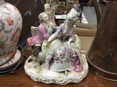 Lot 20 - Six various lamps, together with a box of metalwares