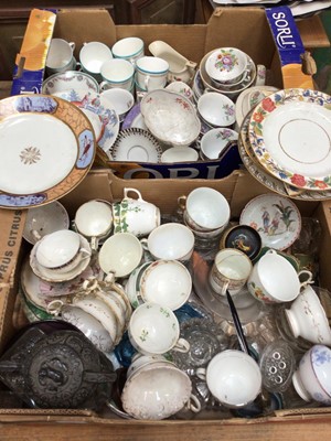 Lot 19 - Two boxes of ceramics, 18th century and later