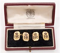 Lot 24 - HM Queen Elizabeth II - pair fine gold (9ct)...