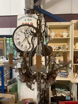 Lot 176 - Vintage glass chandelier, with seven candle arms, approximately 54cm high