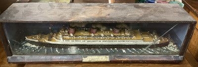 Lot 181 - Miscellaneous items including cased model of a ship, antique scales, carved wooden lazy Susan and various other items