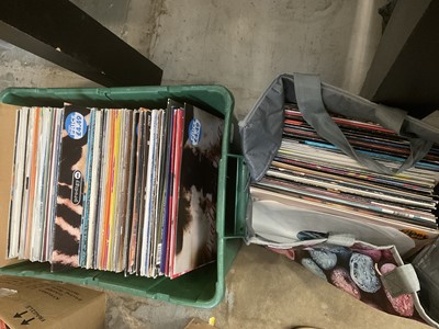 Lot 186 - A crate and a bag of mainly 12 inch singles (approximately 150) including 808 State, Crystal Method, Propellerheads, Death in Vegas, Chemical Brothers, Dust Junkies, Orbital, Bentley Rhythem Ace, C...