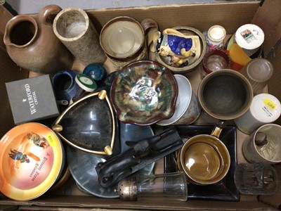 Lot 296 - Three boxes of mixed ceramics, ornaments, glass and sundries