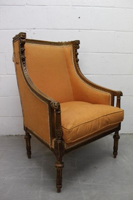 Lot 1294 - 19th century French carved beech armchair