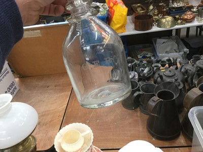 Lot 393 - Two Wemyss preserve jars and covers, together with a glass decanter marked G.E.R. (Possibly Great Eastern Railway), together with tea ware, other ceramics and horse ornaments.