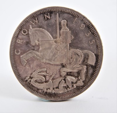Lot 404 - G.B. - George V silver raised-edge proof Crown 1935 (N.B. Some obv: staining and other minor field marks) otherwise AU and uncased (1 coin)
