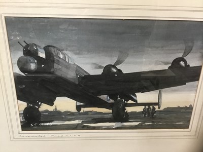 Lot 219 - Stanley T Gleed (20th century) group of three watercolours depicting aircraft, each signed and two titled, the largest 34 x 46cm, glazed frames