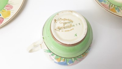 Lot 1024 - Clarice Cliff Crocus pattern trio