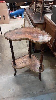 Lot 964 - Late 19th century gilt metal mounted two tier occasional table, 52cm wide, 75cm high