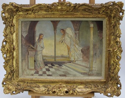 Lot 1112 - Sketch for fresco commissioned by Mr Douglas Dawson for St. James's Church, Nayland, signed 'de M' lower right, in gilt frame