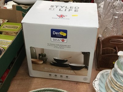 Lot 422 - Denby Black Pepper pattern 12 piece tableware set in original box