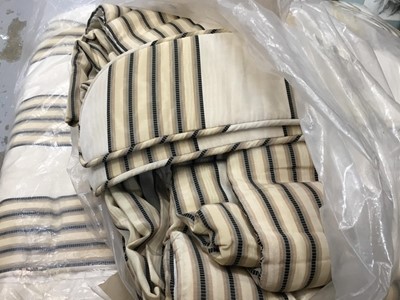 Lot 95 - Pair good quality striped interlined curtains with tie backs