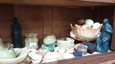 Lot 105 - Lot carved stone and painted eggs and sundry ornaments