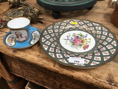 Lot 109 - Sevres-style porcelain cabinet cup and saucer and plate