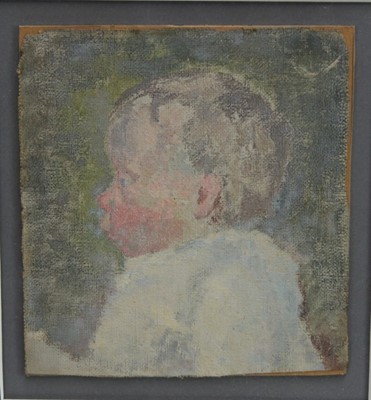 Lot 1022 - Attributed to Gwen John, oil on canvas, baby's head